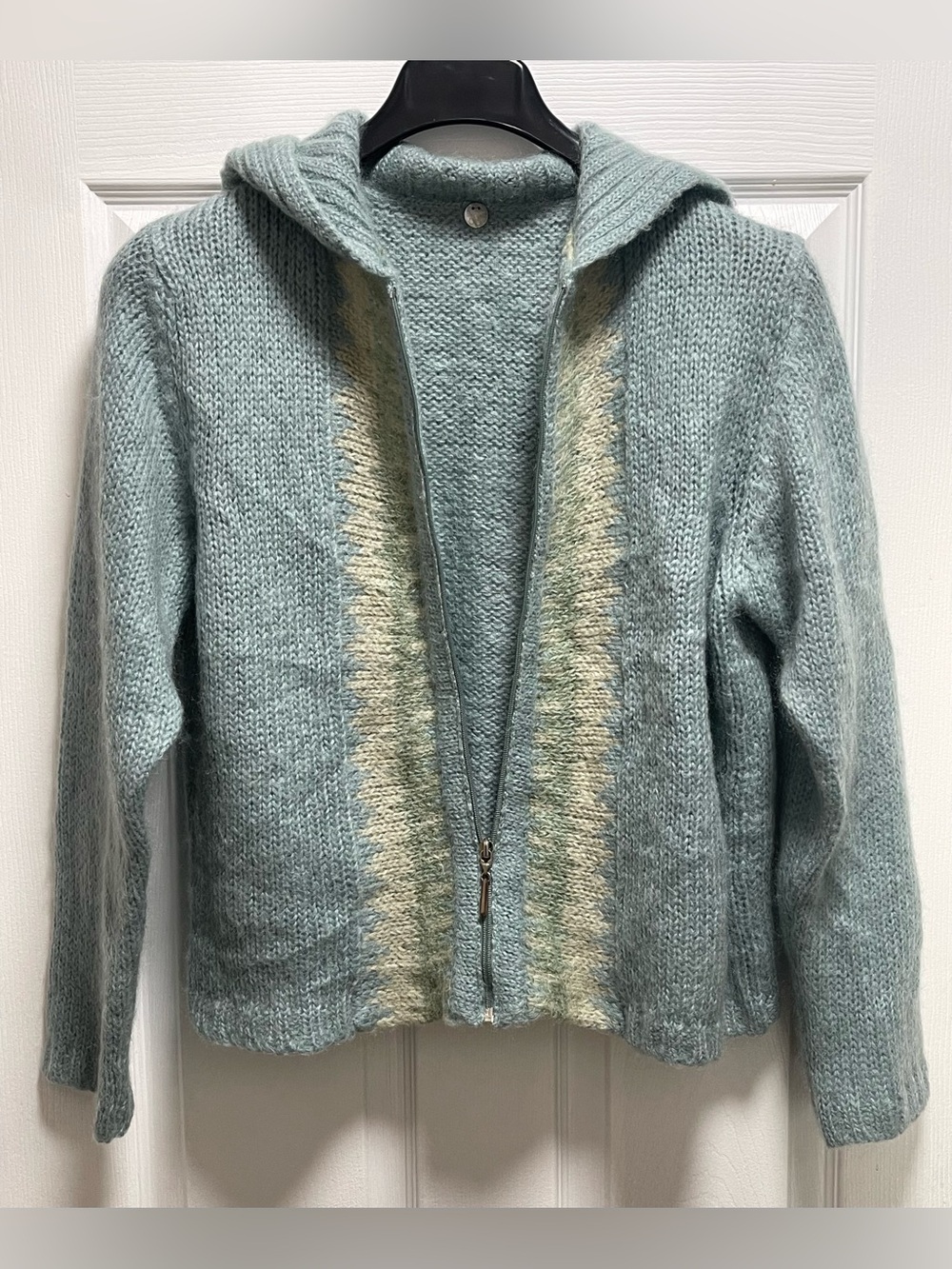 Margaret O'Leary Mohair Wool Blend Full-zip Sweater Size Large